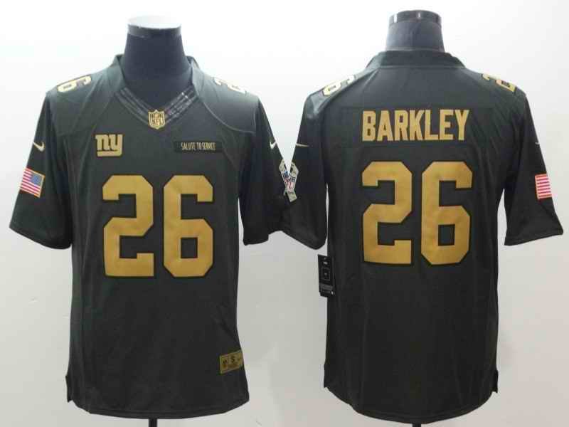 Men's New York Giants #26 Saquon Barkley Gold Anthracite Salute To Service Limited Jersey