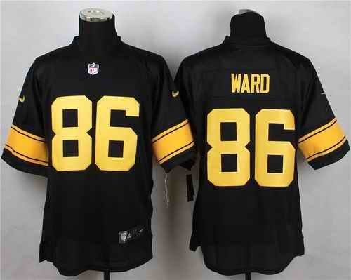 Nike Steelers #86 Hines Ward Black(Gold No.) Men's Stitched NFL Elite Jersey