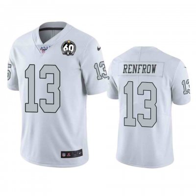 Men's Oakland Raiders #13 Hunter Renfrow White 100th Season with 60 Patch Color Rush Limited Stitched NFL Jersey