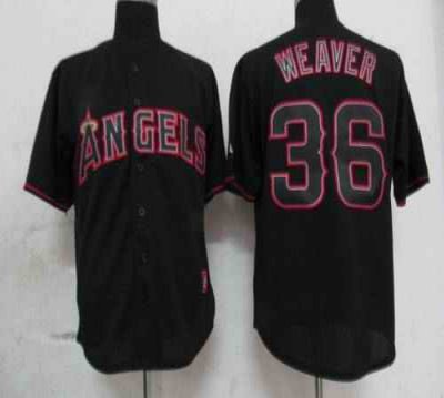 Angels of Anaheim #36 Jered Weaver Black Fashion Stitched MLB Jersey