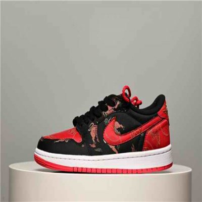 Women's Running Weapon Air Jordan 1 Low Black/Red Shoes 0406