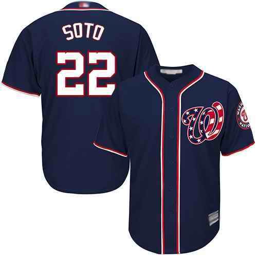 Men's Washington Nationals #22 Juan Soto Navy Cool Base Stitched MLB Jersey