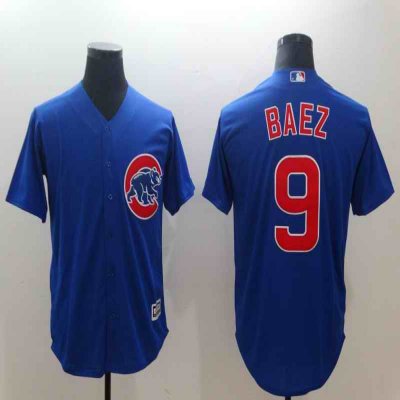 Men's Chicago Cubs #9 Javier Baez Royal Throwback Cool Base Stitched MLB Jersey