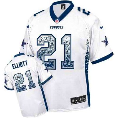 Nike Cowboys #21 Ezekiel Elliott White Youth Stitched NFL Elite Drift Fashion Jersey