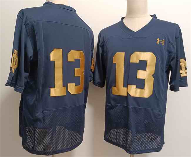 Men's Notre Dame Fighting Irish #13 Riley Leonard No Name Navy With Name Limited Stitched Jersey