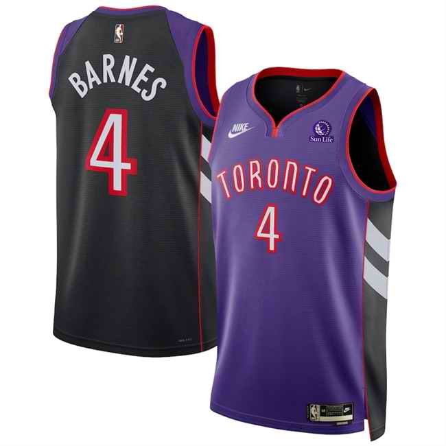 Men's Toronto Raptors #4 Scottie Barnes Purple 2024/25 Classic Edition Swingman Stitched Basketball Jersey