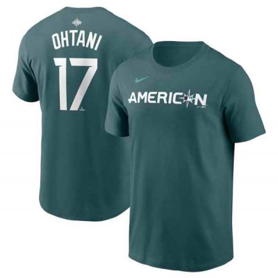 Men's Los Angeles Angels #17 Shohei Ohtani Teal 2023 All-star Name & Number T-Shirt