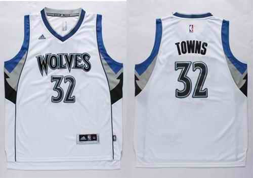 Timberwolves #32 Karl-Anthony Towns White Stitched NBA Jersey