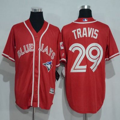 Blue Jays #29 Devon Travis Red New Cool Base Canada Day Stitched MLB Jersey