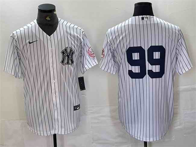 Men's New York Yankees #99 Aaron Judge White Cool Base Stitched Baseball Jersey