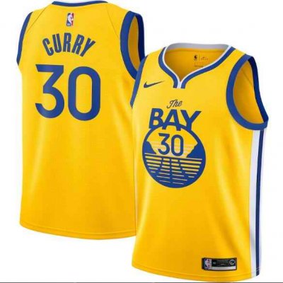 Men's Golden State Warriors #30 Stephen Curry Gold Statement Edition Stitched Jersey