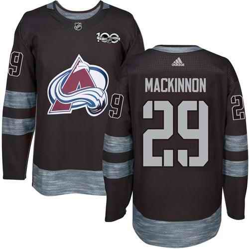 Avalanche #29 Nathan MacKinnon Black 1917-2017 100th Anniversary Stitched NHL Jersey