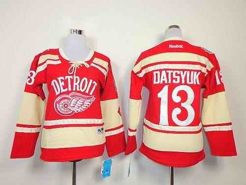 Red Wings #13 Pavel Datsyuk Red 2014 Winter Classic Women's Stitched NHL Jersey