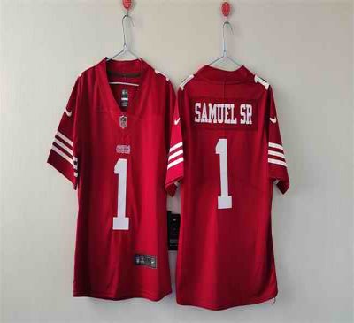 Women's San Francisco 49ers #1 Deebo Samuel Sr. Red Vapor Untouchable Stitched Jersey(Run Small)