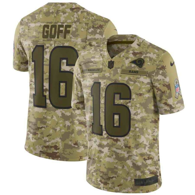 Men's Los Angeles Rams #16 Jared Goff 2018 Camo Salute to Service Limited Stitched NFL Jersey