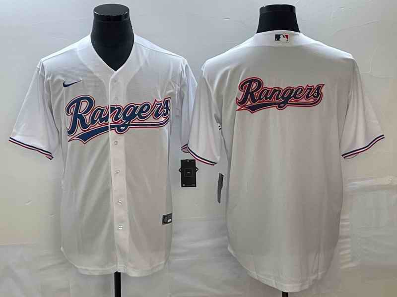 Men's Texas Rangers White Team Big Logo Cool Base Stitched Baseball Jersey