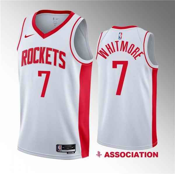 Men's Houston Rockets #7 Cam Whitmore White 2023 Draft Association Edition Stitched Basketball Jersey