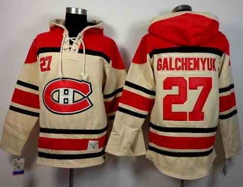 Canadiens #27 Alex Galchenyuk Cream Sawyer Hooded Sweatshirt Stitched NHL Jersey