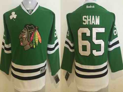 Blackhawks #65 Andrew Shaw Green Stitched Youth NHL Jersey