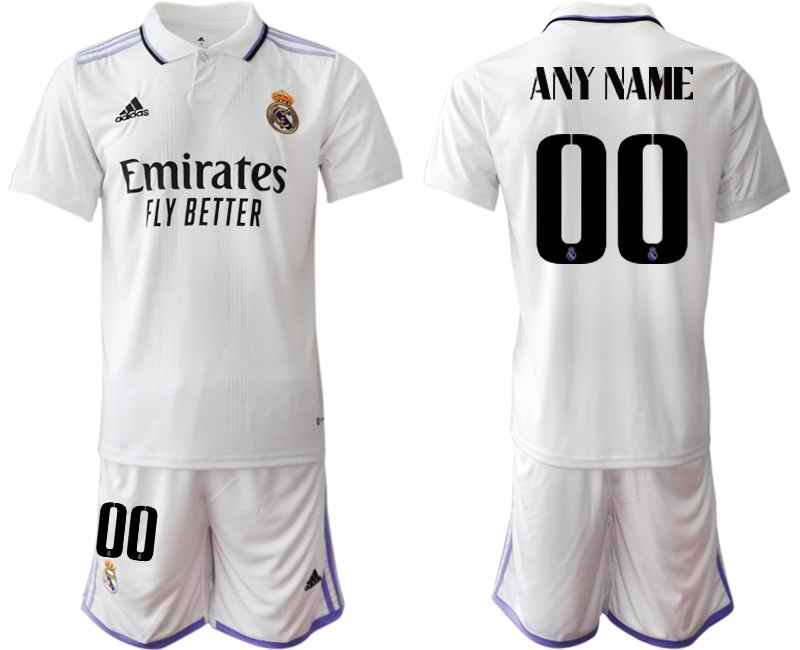 Men's Real Madrid Custom 22/23 White Home Soccer Jersey Suit