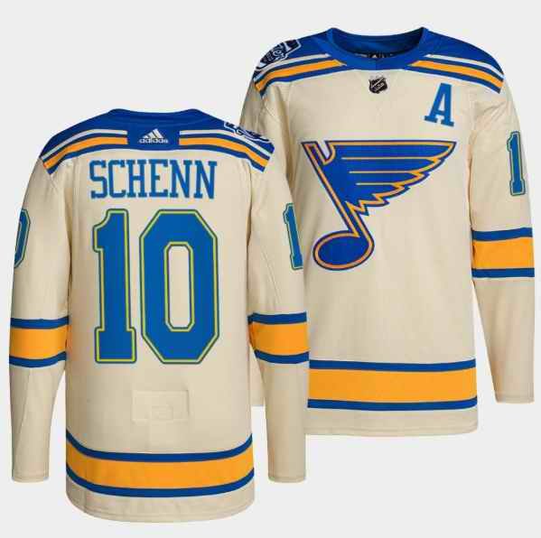 Men's St. Louis Blues #10 Brayden Schenn Cream 2022 Winter Classic Stitched Jersey