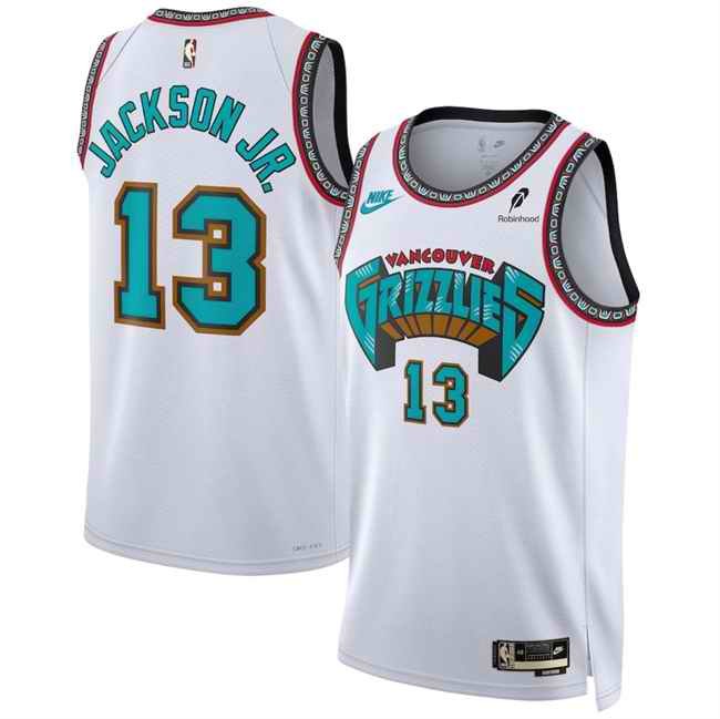 Men's Memphis Grizzlies #13 Jaren Jackson Jr. White 2024/25 Classic Edition Swingman Stitched Basketball Jersey