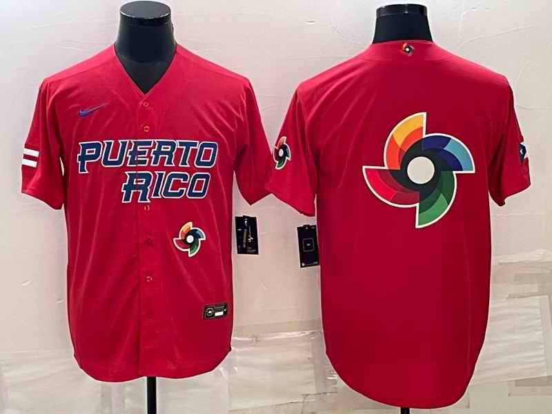 Men's Puerto Rico Baseball 2023 Red World Baseball Big Logo With Patch Classic Stitched Jersey