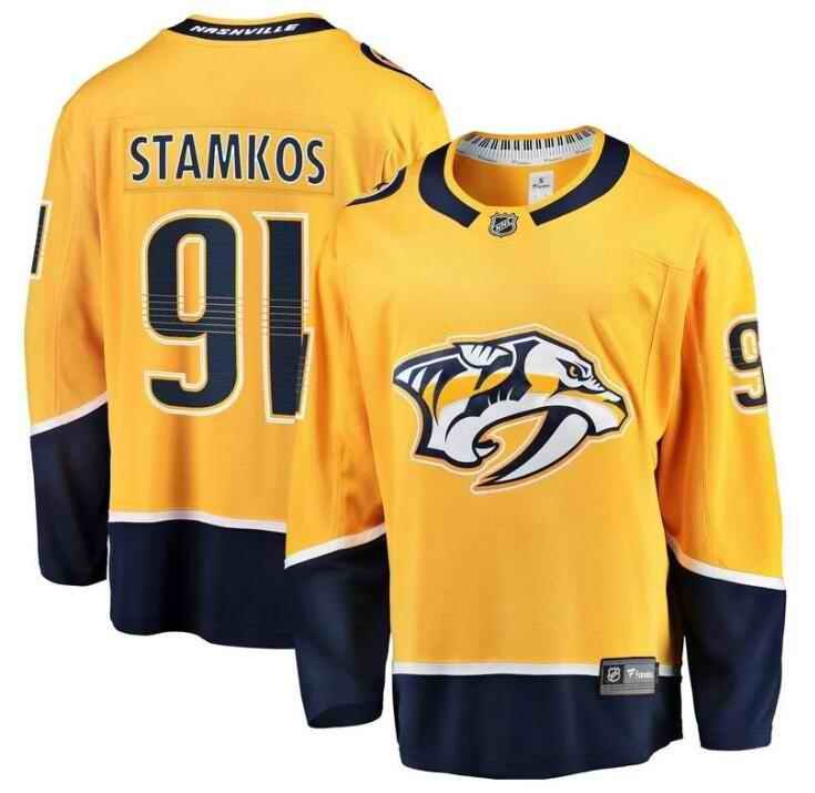 Men's Nashville Predators #91 Steven Stamkos Gold Breakaway Home Stitched Jersey