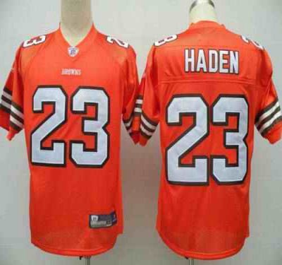 Browns #23 Joe Haden Orange Stitched Youth NFL Jersey