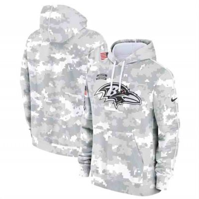 Youth Baltimore Ravens 2024 White/Gray Salute To Service Pullover Hoodie