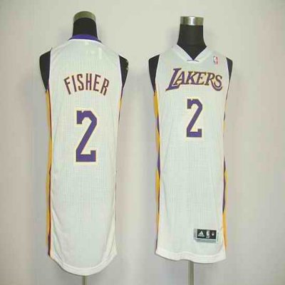 Revolution 30 Lakers #2 Derek Fisher White Stitched NBA Jersey