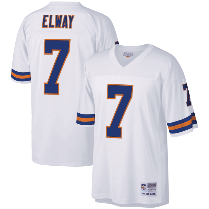 Men's Denver Broncos Customized White Mitchell & Ness Stitched Jersey