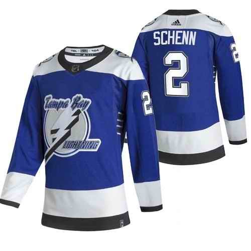 Men's Tampa Bay Lightning #2 Luke Schenn 2021 Blue Reverse Retro Stitched Jersey