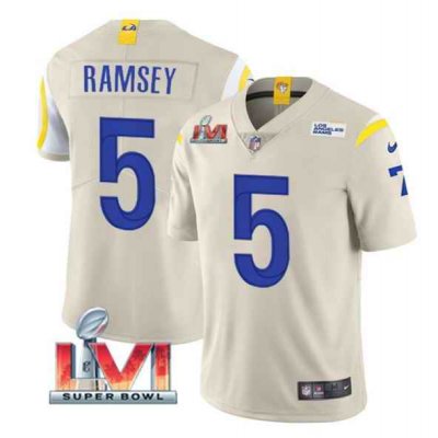 Youth Los Angeles Rams #5 Jalen Ramsey Bone 2022 Super Bowl LVI Vapor Untouchable Limited Stitched Jersey