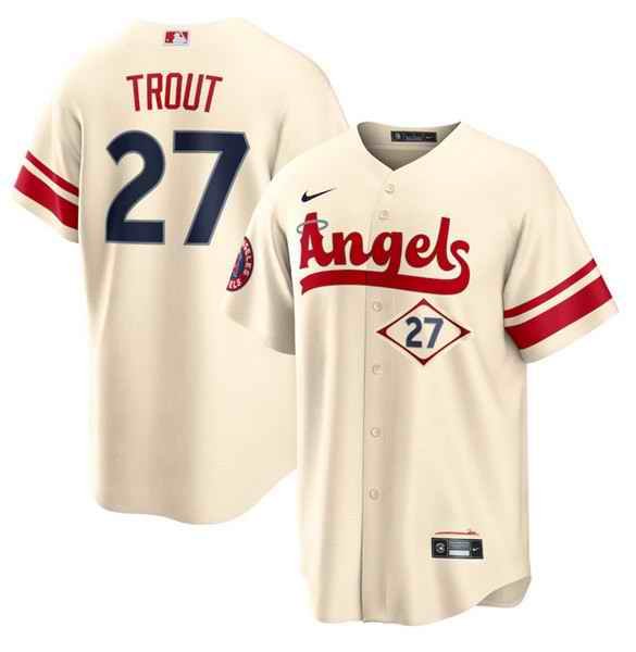 Youth Los Angeles Angels #27 Mike Trout 2022 Cream City Connect Stitched Jersey