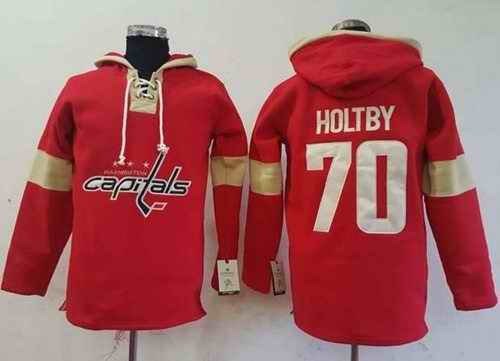 Capitals #70 Braden Holtby Red Pullover Hoodie Stitched NHL Jersey