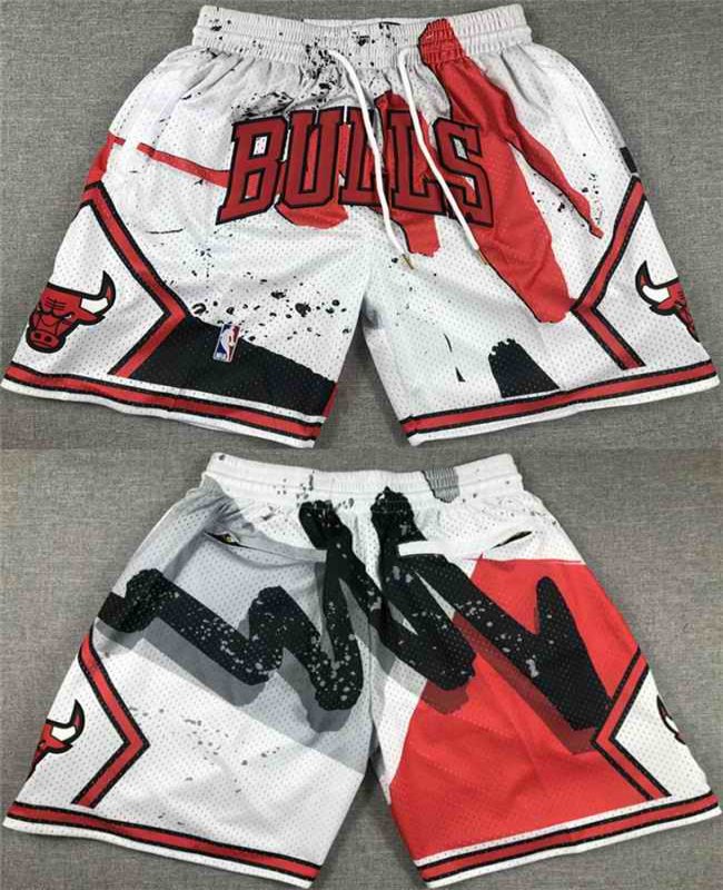 Men's Chicago Bulls White/Red Shorts (Run Small)