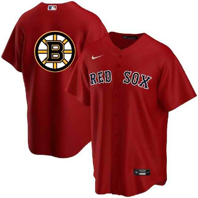 Men's Boston Red Sox & Bruins Red Cool Base Stitched Baseball Jersey