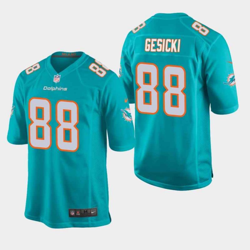 Men's Miami Dolphins #88 Mike Gesicki Aqua NFL Game Jersey