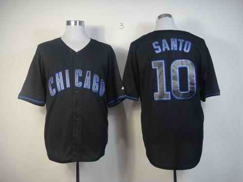 Cubs #10 Ron Santo Black Fashion Stitched MLB Jersey