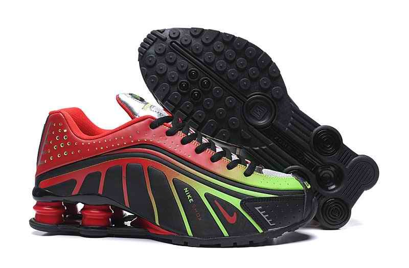 Men's Running Weapon Shox R4 Shoes Black Red Green BV1387-001 024