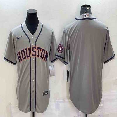 Men's Houston Astros Blank Grey With Patch Cool Base Stitched Jersey