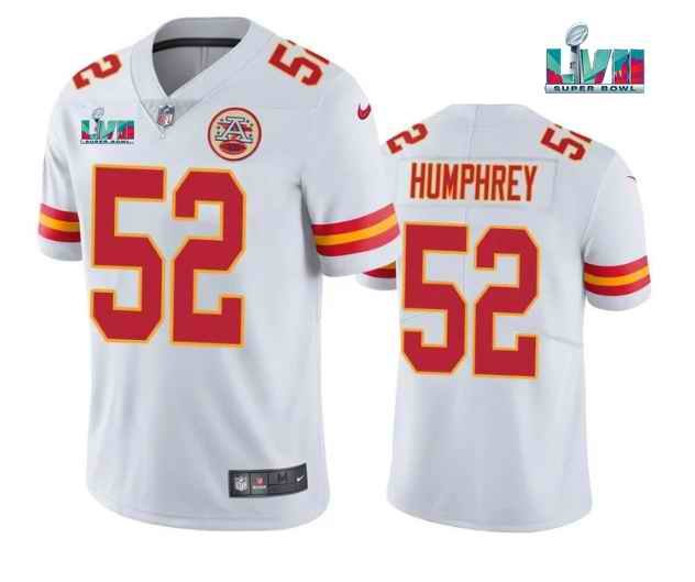 Men's Kansas City Chiefs #52 Creed Humphrey White Super Bowl LVII Patch Vapor Untouchable Limited Stitched Jersey