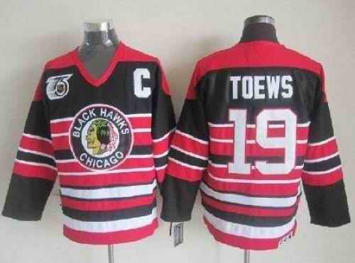 Blackhawks #19 Jonathan Toews Red/Black 75TH CCM Stitched NHL Jersey