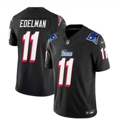 Men's New England Patriots #11 Julian Edelman Black 2023 F.U.S.E. Throwback Limited Stitched Football Jersey