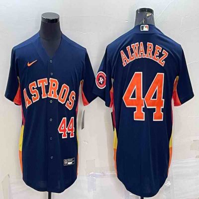 Men's Houston Astros #44 Yordan Alvarez Navy With Patch Cool Base Stitched Jersey