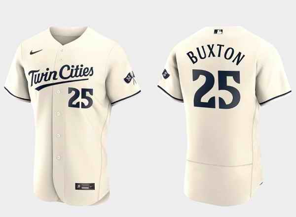 Men's Minnesota Twins #25 Byron Buxton 2023 Cream Flex Base Stitched Jersey