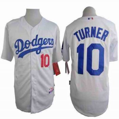 Dodgers #10 Justin Turner White Cool Base  Stitched MLB Jersey