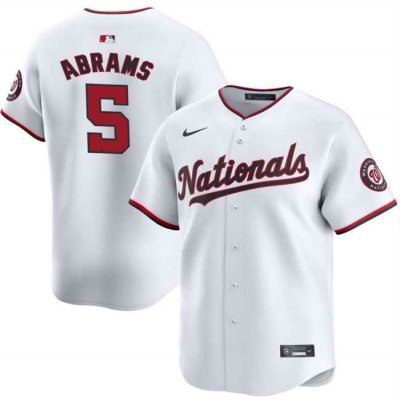 Men's Washington Nationals #5 CJ Abrams White 2024 Home Limited  Stitched Baseball Jersey