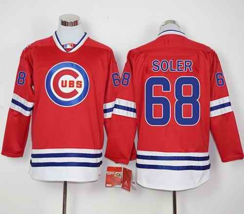 Cubs #68 Jorge Soler Red Long Sleeve Stitched MLB Jersey